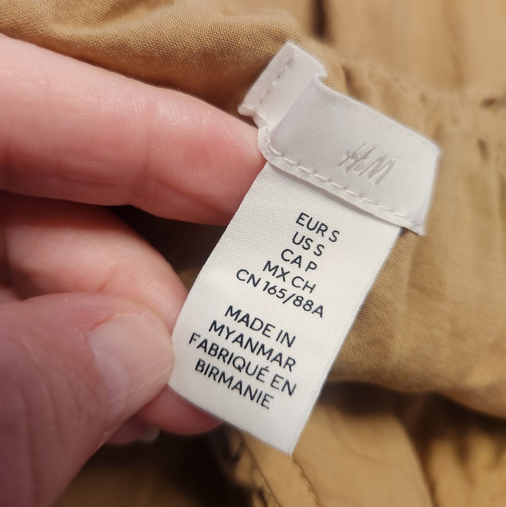 H&M Tan Ruffle Maxi Dress Size Small - Picture 4 of 6